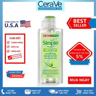 Nước hoa hồng Simple Kind To Skin Soothing Facial Toner (200mL)