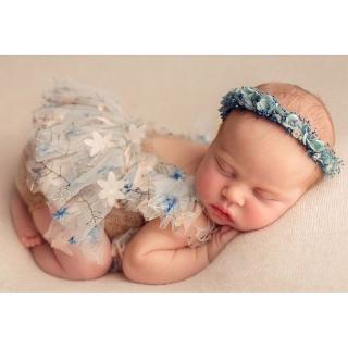 Mary☆4Pcs Newborn Photography Props Suit Lace Romper Hat Pillow Headband Set Outfits