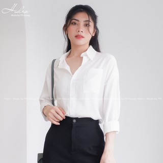 Áo sơ mi cổ polo dài tay dáng rộng thời trang Hàn Quốc