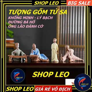 Tượng gốm KHỔNG MINH-LÝ BẠCH-ĐÁNH CỜ-ĐƯỜNG BÁ HỔ- tượng gốm tử sa- trang trí - Ấm tử sa