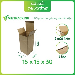 15x15x30 - 25 hộp carton nắp gài 1 đầu vuông vức, dáng cao V2001