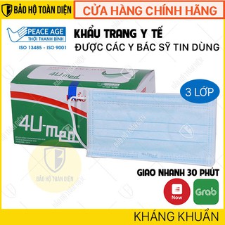 Khẩu trang y tế 4U Med 3 lớp kháng khuẩn, thoải mái - Hộp 50 cái