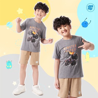 Áo Phông Bé Trai Bigfox Hè, Áo Cộc Tay Trẻ Em Ô tô Monster Truck 3-11, Size Đại, Chất Cotton