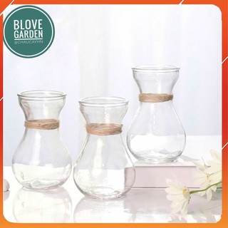 Bình Bông Lọ Hoa Thủy Tinh Miệng Loe Tặng Kèm Dây Bố Trang Trí