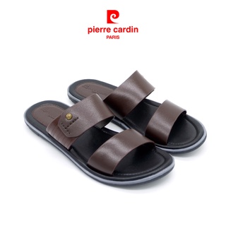 Dép tông nam da thật cao cấp quai đôi lịch lãm, đế xẻ rãnh chống trượt in logo Pierre Cardin - PCMFWL 131