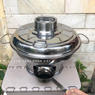 Nồi lẩu CÙ LAO, LẨU NÚI LỬA [INOX] sử Dụng Than Hoặc Cồn có loại lớn size 24cm và 22cm