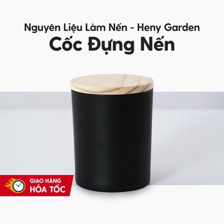 Cốc Đựng Nến Nhiều Màu Nắp Gỗ Làm Nến Handmad, Nguyên Liệu Làm Nến Thơm, Tặng Tinh Dầu Mẫu Thử Heny Garden