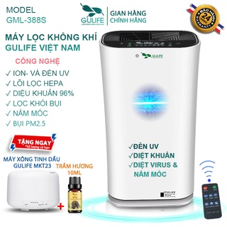 Máy Lọc Không Khí  GULIFE GML-388S Tích Hợp Đèn UV, Ion Âm, Bộ Lọc HEPA - Lọc Bụi Mịn PM2.5 Khử Pormaldehyd