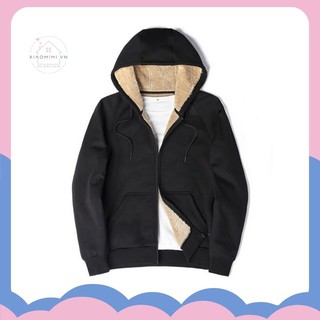 Áo khoác nam nỉ lót lông from rộng dài tay hoodie có mũ lót lông dầy siêu ấm giữ nhiệt hàng Quảng Châu XIAOMIMI TQ21441
