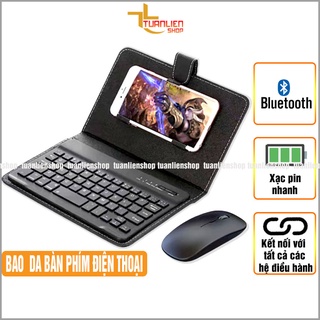 Bao da bàn phím bluetooth có chuột cho điện thoại/ máy tính bảng từ 4 đến 6 inch