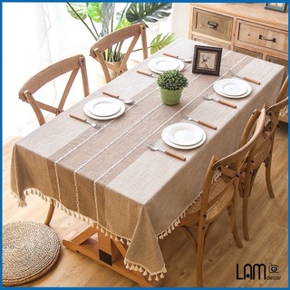 Khăn trải bàn kẻ nâu giữa phong cách vintage va sang trọng