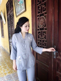 BỘ ĐỒ LAM LỄ CHÙA CỔ TÀU THÊU SEN
