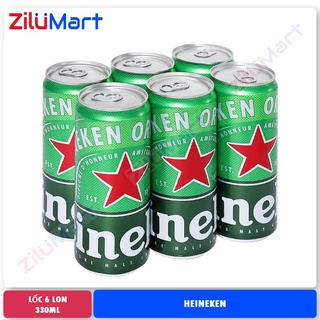[HỎA TỐC HCM] Lốc 6 lon bia Heineken lon cao loại 330ml