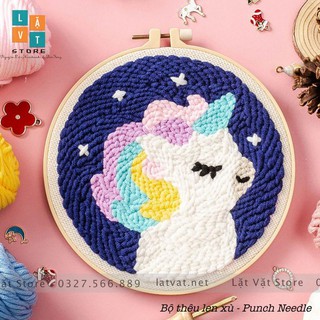 Bộ Len Xù Kỳ Lân Ngủ Say - Punch Needle