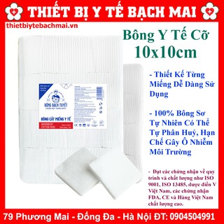 Bông Bạch Tuyết Cắt Miếng 01kg Vệ Sinh Cho Bé [10x10cm, 7x7cm]