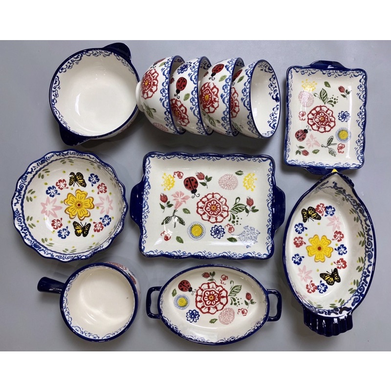 Set bát đĩa hoa bướm