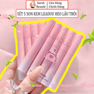 Son kem chính hãng LEADUU " 5 cây" lâu trôi, lên màu đẹp, Set 5 Son Kem Nội Địa Trung - Sarah Beaute MP40