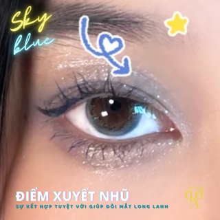 Lens màu xanh biển kèm khay dụng cụ đeo Sky BLUE - Kính áp tròng dành cho mắt - Qadlenses