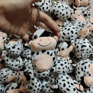 Móc Khóa pilu key hanger Bò Sữa bằng bông hình chú bò tròn