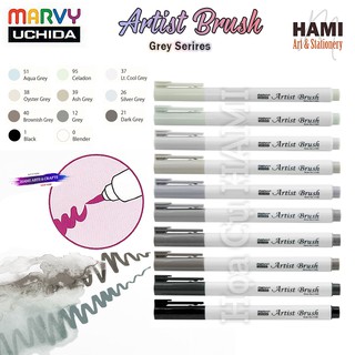 Bút cọ màu Marvy Artist Brush 1100 (Grey series)