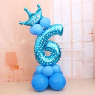 Bóng số tuổi kèm vương miện và bóng tròn (chọn màu)