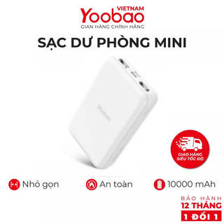 [CHÍNH HÃNG-BH 12 THÁNG] Sạc dự phòng mini 10000mAh Yoobao P10W Sạc nhanh nhiều thiết bị- Nhỏ gọn, tiện lợI