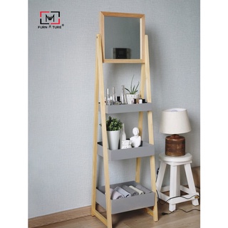 Gương soi trang điểm có khay kệ đa năng lắp ráp Hàn Quốc- Trắng/Xám - thương hiệu MW FURNITURE - Nội thất căn hộ