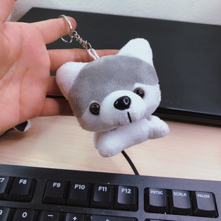 Móc Khóa Bông Pilu treo Balo, Túi tote học sinh hình Cún Shiba Xám