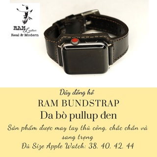 Dây apple watch da bò thật kiểu quân đội RAM Leather BX handmade bền chắc cực đẹp - tặng khóa chốt và adapter