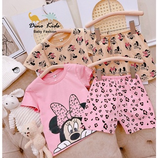 |153FASHIONSALE1 giảm 10k cho đơn 50k|Bộ hè cho bé, cặp bộ mickey nơ hồng xinh xắn cho bé gái