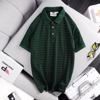 Áo thun cổ bẻ ngắn tay nam PPL31 màu xanh đen chất vải cotton cá sấu form chuẩn đẹp PigoFashion