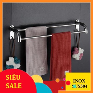 Giá Vắt Khăn Đôi Phòng Tắm INOX 304 kích thước 60cm lắp đặt dán tường hoặc khoan tường - TĐ60cm