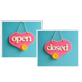 Bảng treo OPEN CLOSE hai mặt hình trái tim