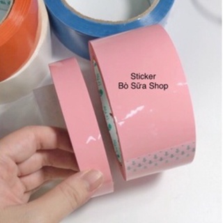 Băng keo màu nhạt hồng pastel rộng 1.8cm / 4.8cm đóng gói hàng dán trang trí Stickerbosuashop