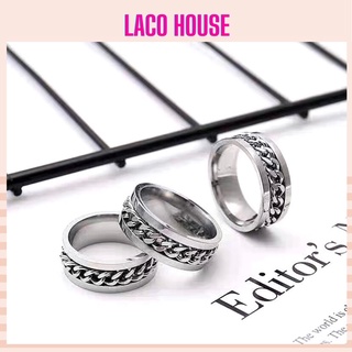 Nhẫn nam nữ phối dây xích cá tính độc đáo J04