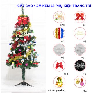 Cây thông cao 1.2m kèm 68 phụ kiện trang trí