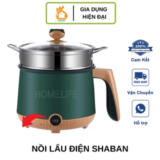Nồi Lẩu Điện Shaban Đa Năng 18cm Chống Dính Vân Đá - Nấu,Chiên,Xào Kèm Giá Hấp Inox Siêu Tiện Lợi
