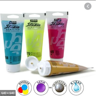 [Lộc's Art Store]Màu Acrylic Pebeo Studio Tuýp 100ml (Màu nhũ/Neon)