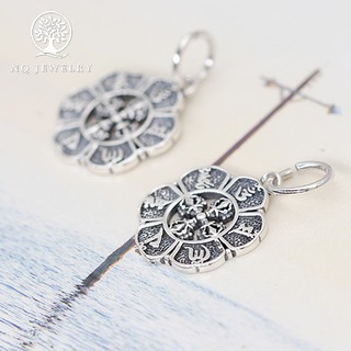 Charm bạc chữ thần chú hoa treo - NQ Jewelry