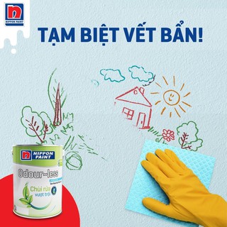 (VZ) Sơn nước lau chùi Nippon ODOUR-LESS trang trí nhà cửa loại 18L.(lăn cho 150-180m²/lớp)