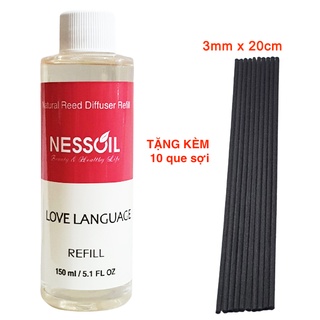 Tinh dầu Refill (thay thế, bổ sung) 150ml, dùng để rót vào bộ cắm đã cạn tinh dầu, Reed Diffuser Oil Refill + 10 que