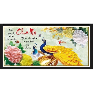 Tranh đính đá ABC tự làm CHA MẸ. Kích Thước: 80cm x 45cm