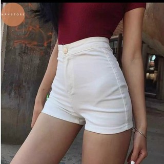 Quần shorts kaki lưng cao 1 nút trơn không túi cực xinh , chất kaki dày dặn co giãn
