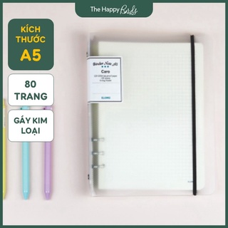 Sổ lò xo gáy còng B5, A5 planner bullet journal bìa trong ruột sổ còng refill caro, trơn, kẻ ngang - The Happy Birds