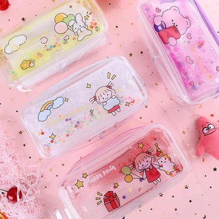 Bóp viết, túi bút trong suốt hình Cô Bé, kích thước 20*10 cm SakuraShop