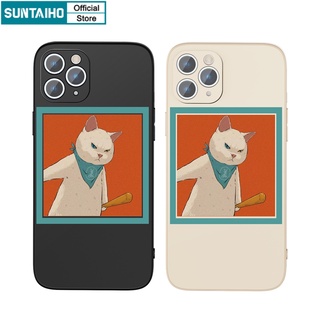 Ốp lưng iphone Ốp điện thoại SUNTAIHO bằng silicon mềm in hình mèo cho dễ thương cho iPhone 13 12 11 Pro Max Xs 7 8 Plus