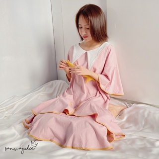 Váy ngủ, đầm ngủ, đồ mặc nhà cotton hình ngôi sao SAKURA