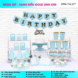 Mega Set Để Bàn Sinh Nhật Ánh Kim Nhiều Mẫu