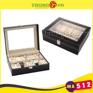Hộp Đựng Đồng Hồ 10 Ngăn Vỏ Da SAIKE - Mã 512
