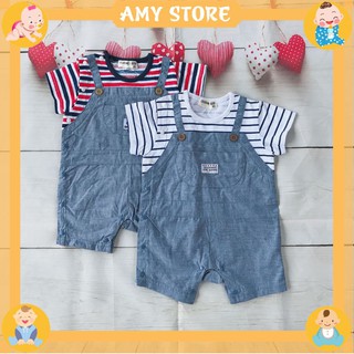 Body đùi bé trai xuất nhậtChất cotton mềm mạiMàu kẻ đỏ-kẻ trắng